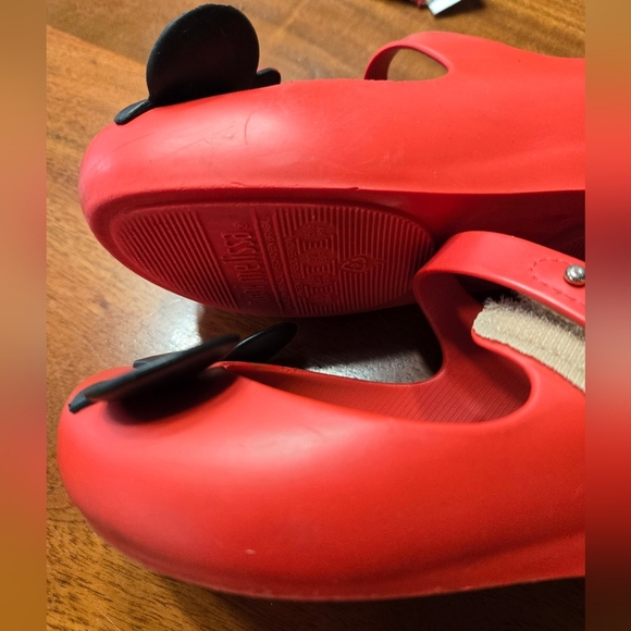 MINI MELISSA RUBBER MARY JANE MICKEY & MINNIE MOUSE RED SHOES EARS GIRLS SIZE 10 - Picture 15 of 16